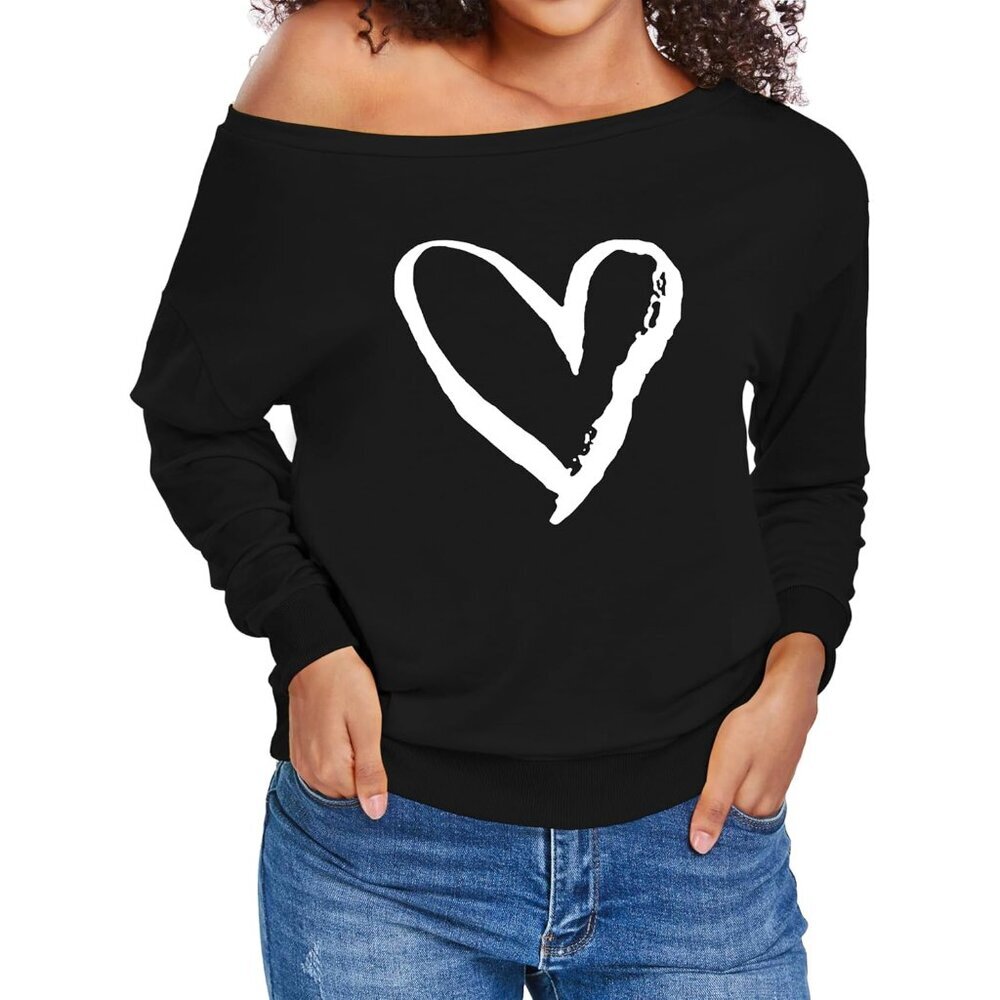 Women’s Off Shoulder Sweatshirt Polyester Spandex Medium Casual Chic